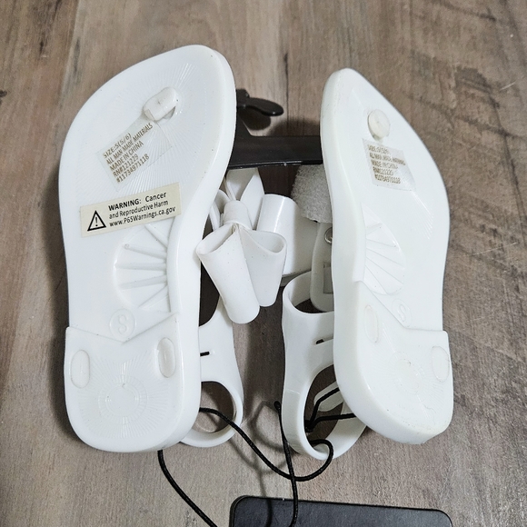 New Bebe Girls White Bow Jelly Sandals Sz 5/6 - Picture 4 of 5